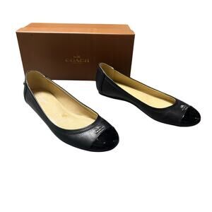 Coach Chelsea Black Matte Leather Ballet Flats